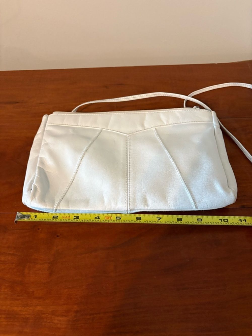White Leather Y2K Shoulder Bag Baguette Purse - Picture 9 of 9